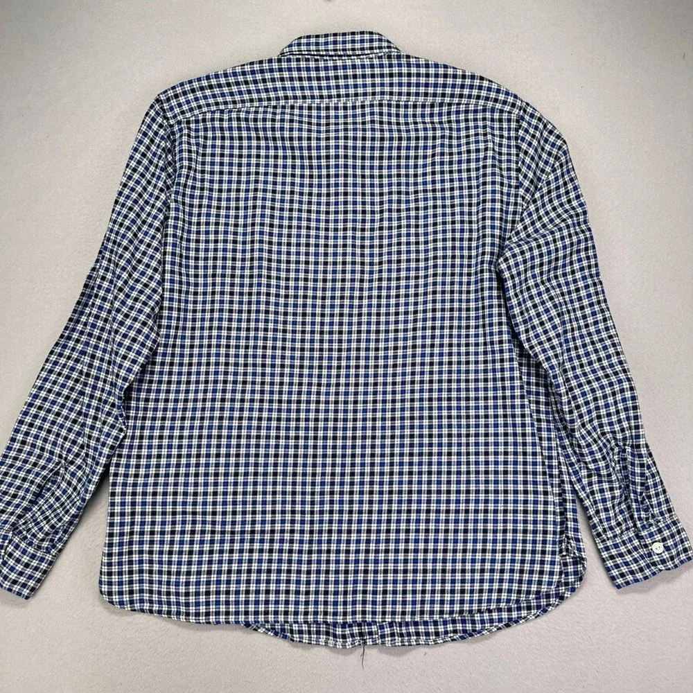 J.Crew Workshirt Mens XL Blue Windowpane Plaid Long Sleeve Flannel Button‎ Up